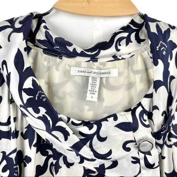 Diane Von Furstenberg Vintage Damask Porcelain Print Silk Dress Size 2 - Picture 6 of 7